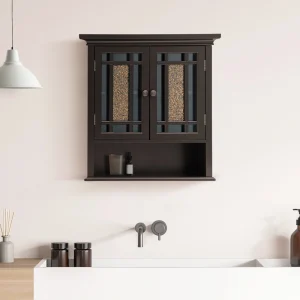 Teamson Home Windsor 22-in x 24-in x 7-in Dark Espresso Bathroom Wall Cabinet