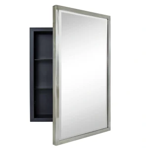 TEHOME 16-in x 24-in Recessed Mount Brushed Nickel Mirrored Medicine Cabinet T726917279