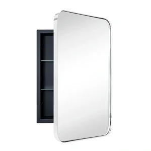 TEHOME 16-in x 24-in Recessed Mount Chrome Mirrored Medicine Cabinet T726917270