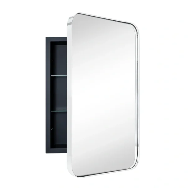 TEHOME 16-in x 24-in Recessed Mount Chrome Mirrored Medicine Cabinet T726917270