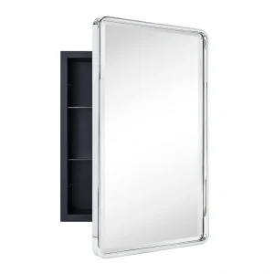 TEHOME 16-in x 24-in Recessed Mount Chrome Mirrored Medicine Cabinet T726917277
