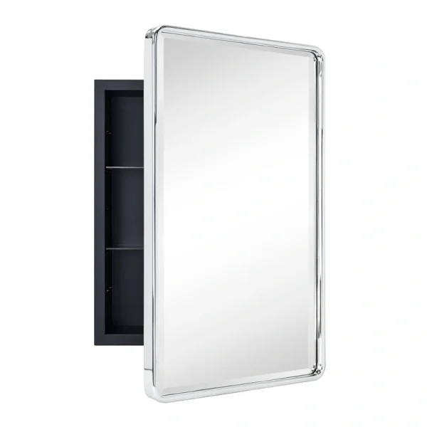 TEHOME 16-in x 24-in Recessed Mount Chrome Mirrored Medicine Cabinet T726917277