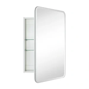 TEHOME 20-in x 30-in Surface/Recessed Mount White Mirrored Soft Close Medicine Cabinet