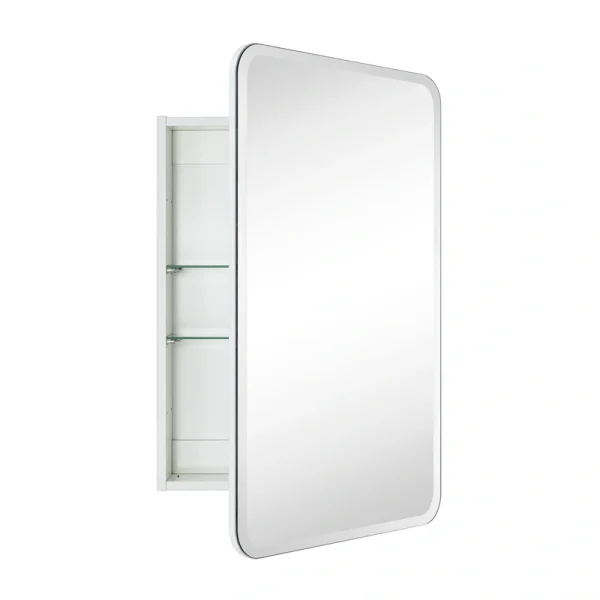 TEHOME 20-in x 30-in Surface/Recessed Mount White Mirrored Soft Close Medicine Cabinet