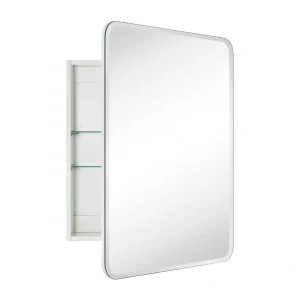 TEHOME 24-in x 30-in Surface/Recessed Mount White Mirrored Soft Close Medicine Cabinet