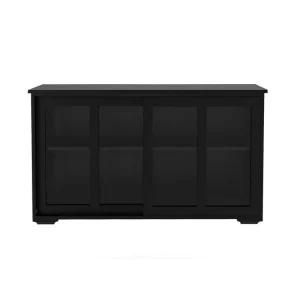 Tileon Black Kitchen Storage Cabinet Stand Cupboard With Glass Door (41.93 in. x 13.99 in. x 24.61 in.) T726932569