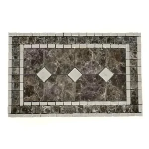 TILEZE Triple Diamond Empire 14 x 24 Marble Mosaic Tile