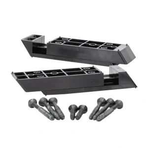 TITAN BUILDING PRODUCTS Black Plastic Post Connector for Decking and Porches – 3.875-in x 0.75-in – Angled Design for Stairs – Pack of 2 Connectors with Screws