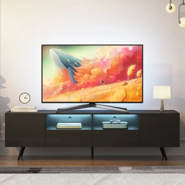 ToolCat Modern/Contemporary Black Tv Cabinet (Accommodates TVs up to 65-in)