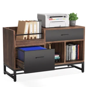 Tribesigns Brown/Black 2-Drawer 39.4-in File Cabinet