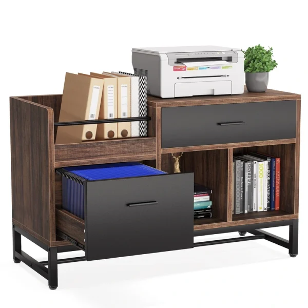 Tribesigns Brown/Black 2-Drawer 39.4-in File Cabinet