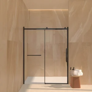 Unbranded 60 in. W x 76 in. H Sliding Frameless Shower Door in Matt BlackFinish with Clear Glass