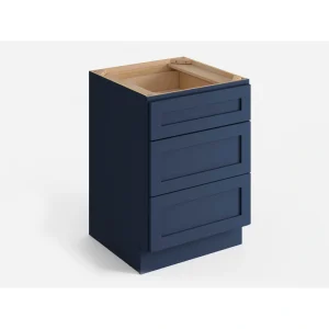 Valleywood Cabinetry 15-in W x 34.5-in H x 24-in D Marine Blue Birch 3-Drawer Base Ready To Assemble Plywood Cabinet (Flat Panel Style)