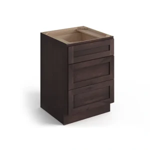 Valleywood Cabinetry 15-in W x 34.5-in H x 24-in D Rustic Hickory 3-Drawer Base Ready To Assemble Plywood Cabinet (Flat Panel Style)