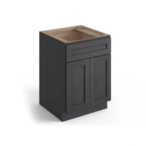Valleywood Cabinetry 24-in W x 34.5-in H x 24-in D Ideal Gray Birch 1-Drawer Base Ready To Assemble Plywood Cabinet (Flat Panel Shaker Style)