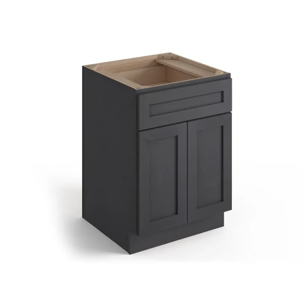 Valleywood Cabinetry 24-in W x 34.5-in H x 24-in D Ideal Gray Birch 1-Drawer Base Ready To Assemble Plywood Cabinet (Flat Panel Shaker Style)