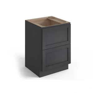 Valleywood Cabinetry 24-in W x 34.5-in H x 24-in D Ideal Gray Birch 2-Drawer Base Ready To Assemble Plywood Cabinet (Flat Panel Style)