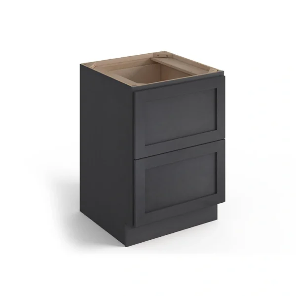 Valleywood Cabinetry 24-in W x 34.5-in H x 24-in D Ideal Gray Birch 2-Drawer Base Ready To Assemble Plywood Cabinet (Flat Panel Style)