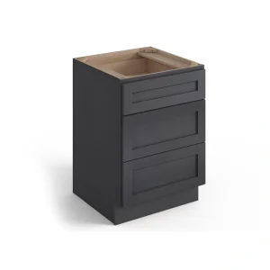 Valleywood Cabinetry 24-in W x 34.5-in H x 24-in D Ideal Gray Birch 3-Drawer Base Ready To Assemble Plywood Cabinet (Flat Panel Style)