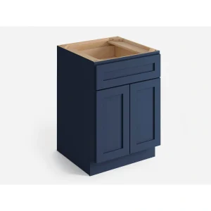 Valleywood Cabinetry 24-in W x 34.5-in H x 24-in D Marine Blue Birch 1-Drawer Base Ready To Assemble Plywood Cabinet (Flat Panel Shaker Style)