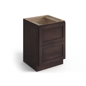 Valleywood Cabinetry 24-in W x 34.5-in H x 24-in D Rustic Hickory 2-Drawer Base Ready To Assemble Plywood Cabinet (Flat Panel Style)