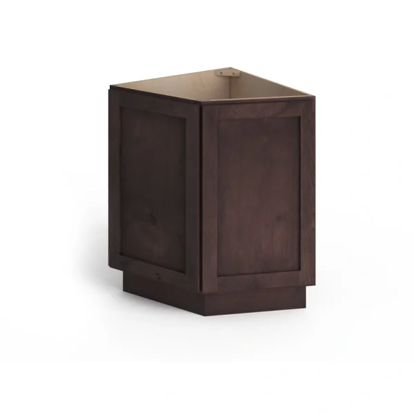 Valleywood Cabinetry 24-in W x 34.5-in H x 24-in D Rustic Hickory Diagonal Corner Base Ready To Assemble Plywood Cabinet (Flat Panel Shaker Style)