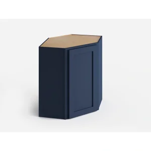 Valleywood Cabinetry 24-in W x 36-in H x 24-in D Marine Blue Birch Diagonal Corner Wall Ready To Assemble Plywood Cabinet (Flat Panel Shaker Style)