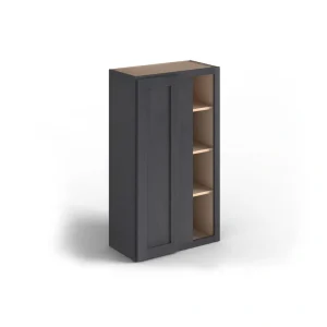 Valleywood Cabinetry 27-in W x 30-in H x 12-in D Ideal Gray Birch Blind Corner Wall Ready To Assemble Plywood Cabinet (Flat Panel Shaker Style)