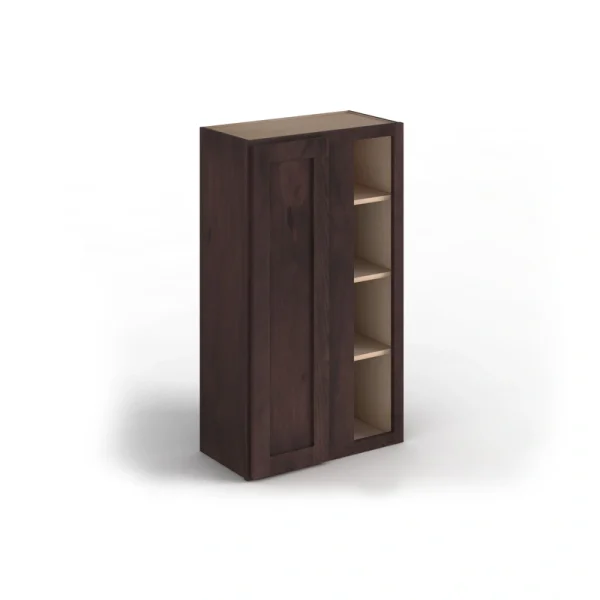 Valleywood Cabinetry 27-in W x 30-in H x 12-in D Rustic Hickory Blind Corner Wall Ready To Assemble Plywood Cabinet (Flat Panel Shaker Style)