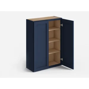 Valleywood Cabinetry 33-in W x 42-in H x 12-in D Marine Blue Birch Wall Ready To Assemble Plywood Cabinet (Flat Panel Shaker Door Style)