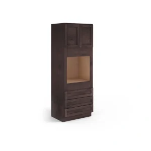 Valleywood Cabinetry 33-in W x 90-in H x 24-in D Rustic Hickory 3-Drawers Single or Double Oven Pantry Ready To Assemble Plywood Cabinet (Flat Panel Shaker Style)