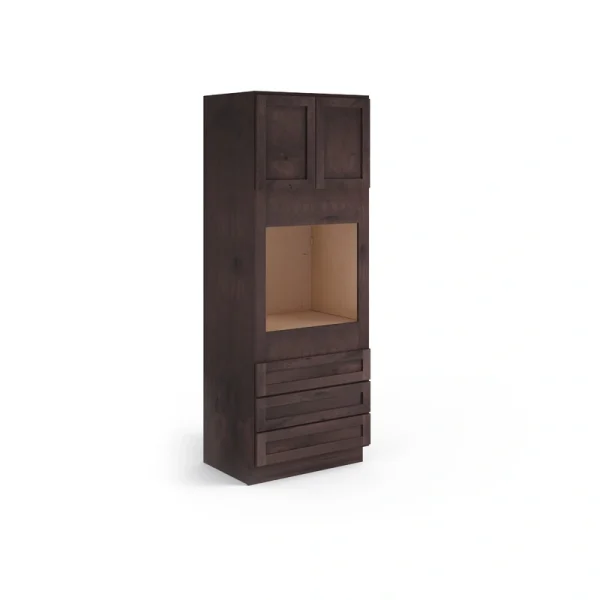 Valleywood Cabinetry 33-in W x 90-in H x 24-in D Rustic Hickory 3-Drawers Single or Double Oven Pantry Ready To Assemble Plywood Cabinet (Flat Panel Shaker Style)