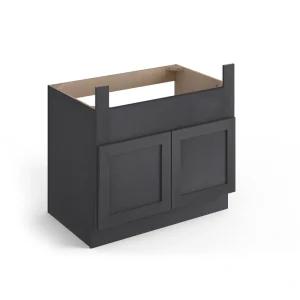 Valleywood Cabinetry 36-in W x 34.5-in H x 24-in D Ideal Gray Birch Apron Front Sink Base Ready To Assemble Plywood Cabinet (Flat Panel Shaker Style)