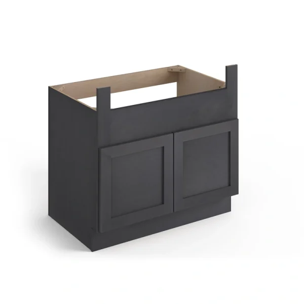 Valleywood Cabinetry 36-in W x 34.5-in H x 24-in D Ideal Gray Birch Apron Front Sink Base Ready To Assemble Plywood Cabinet (Flat Panel Shaker Style)