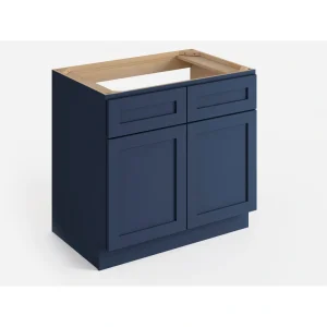 Valleywood Cabinetry 36-in W x 34.5-in H x 24-in D Marine Blue Birch Sink Base Ready To Assemble Plywood Cabinet (Flat Panel Shaker Style)