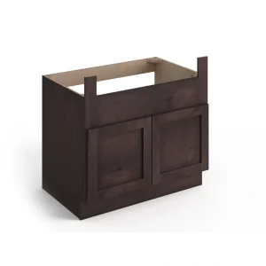 Valleywood Cabinetry 36-in W x 34.5-in H x 24-in D Rustic Hickory Apron Front Sink Base Ready To Assemble Plywood Cabinet (Flat Panel Shaker Style)