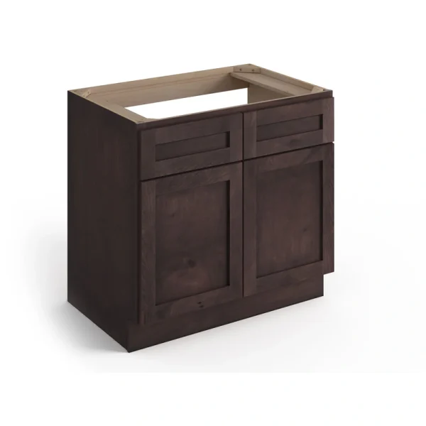Valleywood Cabinetry 36-in W x 34.5-in H x 24-in D Rustic Hickory Sink Base Ready To Assemble Plywood Cabinet (Flat Panel Shaker Style)