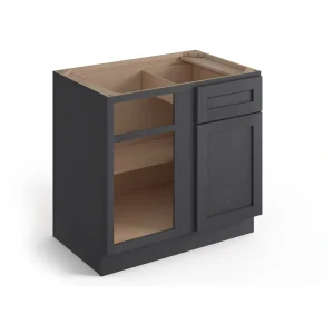 Valleywood Cabinetry 39-in W x 34.5-in H x 24-in D Ideal Gray Birch Blind 1-Drawer Corner Base Ready To Assemble Plywood Cabinet (Flat Panel Shaker Style)