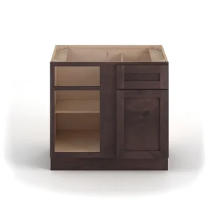 Valleywood Cabinetry 39-in W x 34.5-in H x 24-in D Rustic Hickory Blind 1-Drawer Corner Base Ready To Assemble Plywood Cabinet (Flat Panel Shaker Style)