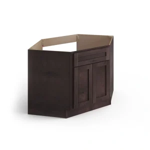 Valleywood Cabinetry 42-in W x 34.5-in H x 24-in D Rustic Hickory Diagonal Sink Base Ready To Assemble Plywood Cabinet (Flat Panel Shaker Style)