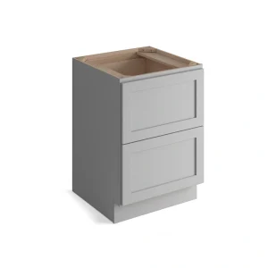 Valleywood Cabinetry Proper Gray 30-in W x 34.5-in H x 24-in D Proper Gray Birch 2-Drawer Base Ready To Assemble Plywood Cabinet (Flat Panel Style)