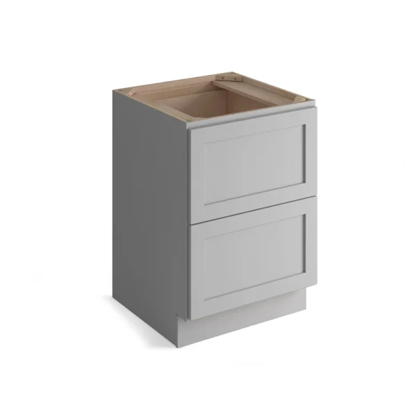 Valleywood Cabinetry Proper Gray 30-in W x 34.5-in H x 24-in D Proper Gray Birch 2-Drawer Base Ready To Assemble Plywood Cabinet (Flat Panel Style)