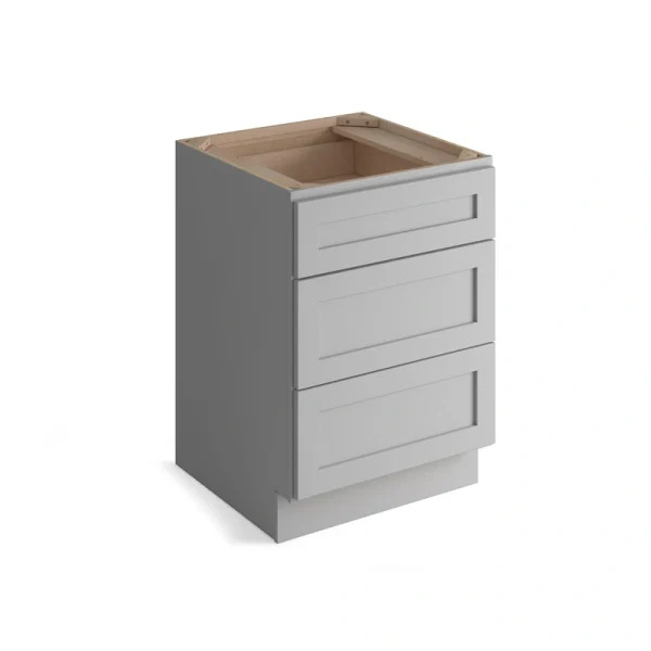 Valleywood Cabinetry Proper Gray 30-in W x 34.5-in H x 24-in D Proper Gray Birch 3-Drawer Base Ready To Assemble Plywood Cabinet (Flat Panel Style)