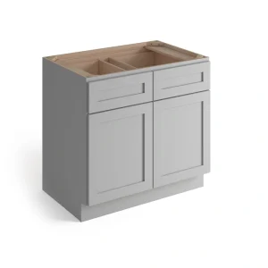 Valleywood Cabinetry Proper Gray 36-in W x 34.5-in H x 24-in D Proper Gray Birch 2-Drawers Base Ready To Assemble Plywood Cabinet (Flat Panel Shaker Style)