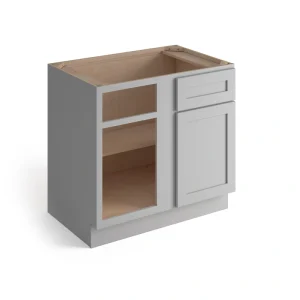 Valleywood Cabinetry Proper Gray 39-in W x 34.5-in H x 24-in D Proper Gray Birch Blind 1-Drawer Corner Base Ready To Assemble Plywood Cabinet (Flat Panel Shaker Style)
