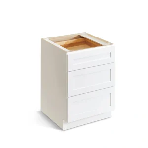 Valleywood Cabinetry Pure White 30-in W x 34.5-in H x 24-in D Pure White Birch 3-Drawer Base Ready To Assemble Plywood Cabinet (Flat Panel Style)