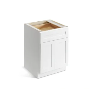 Valleywood Cabinetry Pure White 33-in W x 34.5-in H x 24-in D Pure White Birch 1-Drawer Base Ready To Assemble Plywood Cabinet (Flat Panel Shaker Style)