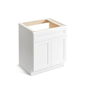 Valleywood Cabinetry Pure White 33-in W x 34.5-in H x 24-in D Pure White Birch Base Ready To Assemble Plywood Cabinet (Flat Panel Shaker Door Style)