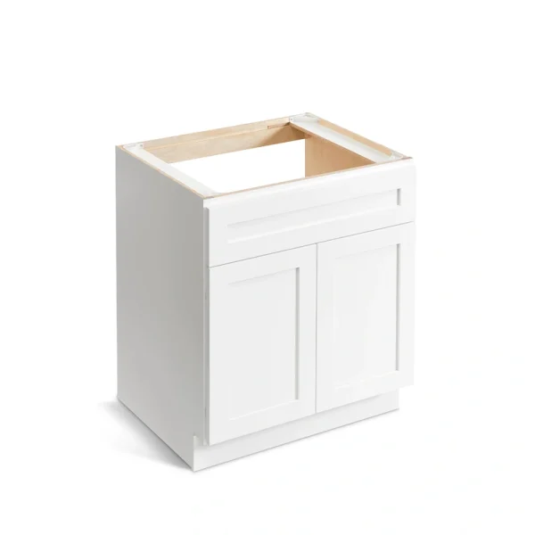 Valleywood Cabinetry Pure White 33-in W x 34.5-in H x 24-in D Pure White Birch Base Ready To Assemble Plywood Cabinet (Flat Panel Shaker Door Style)