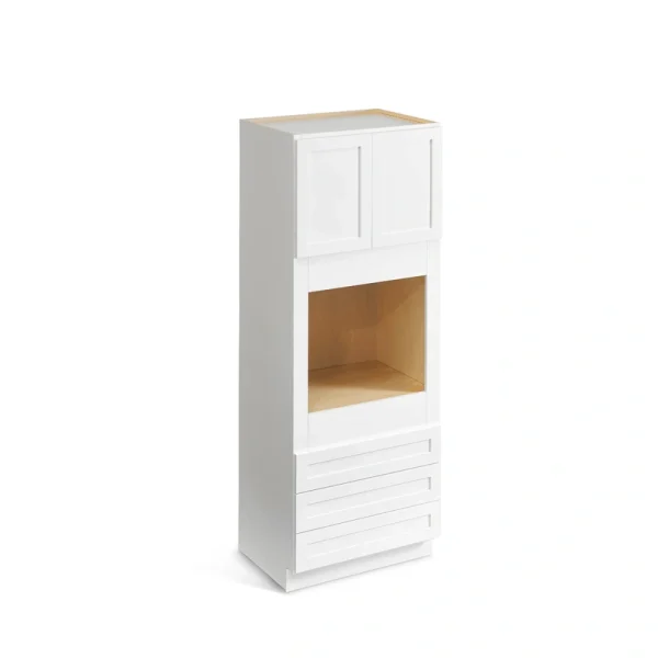 Valleywood Cabinetry Pure White 33-in W x 96-in H x 24-in D Pure White Birch 3-Drawers Base Ready To Assemble Plywood Cabinet (Flat Panel Shaker Style)